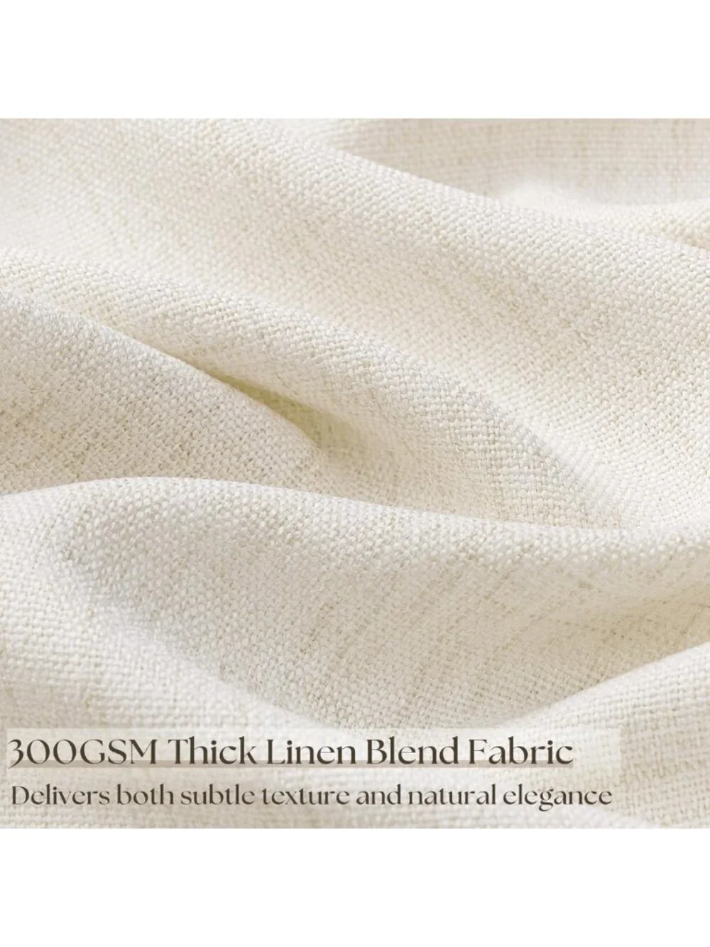 Extra Wide Semi-Sheer Linen Curtains 100x84 for Glass Doors, Living Room, Ivory